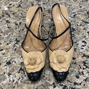 CHANEL Nude and Black Slingback Price is firm.